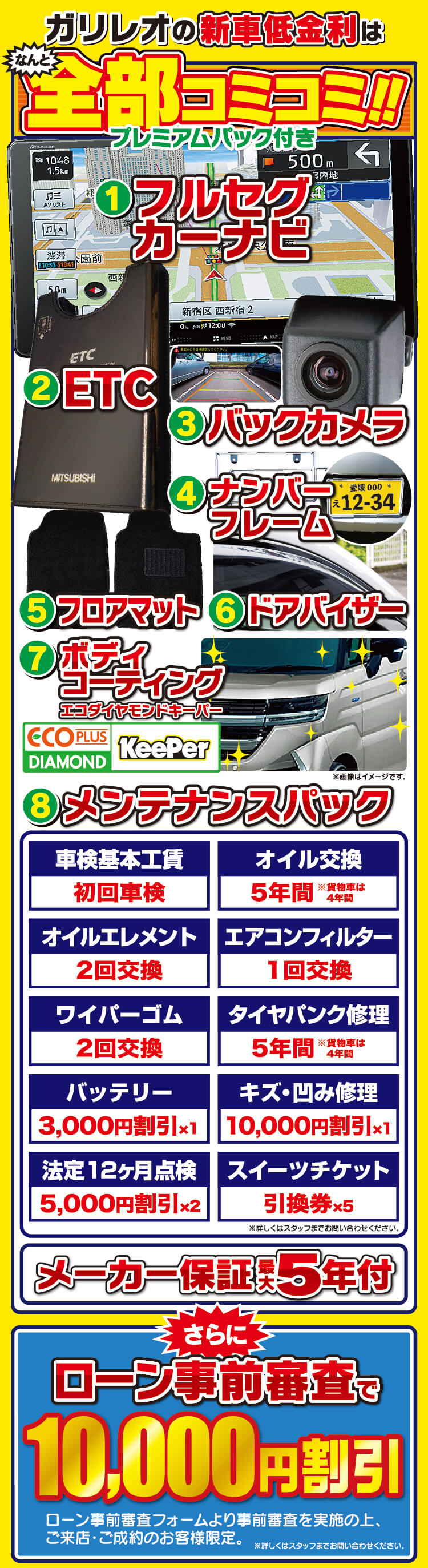 ガリレオの新車低金利はなんと全部コミコミ！！プレミアムパック付き